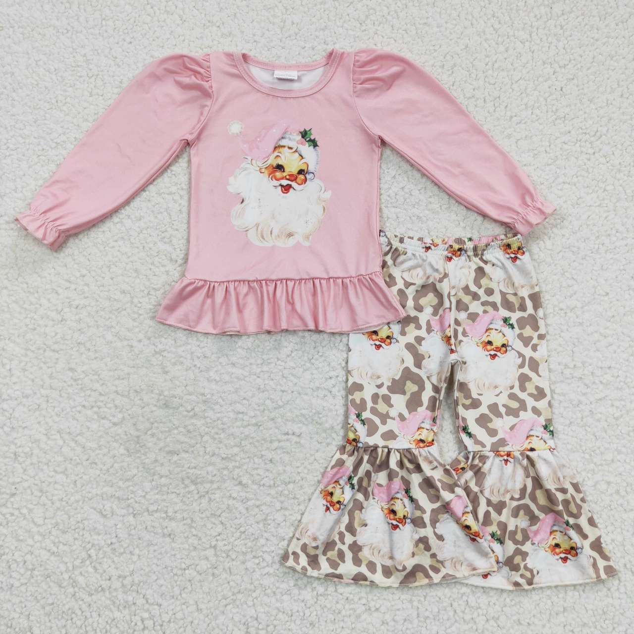 Christmas Santa Claus Leopard Print Girls Set