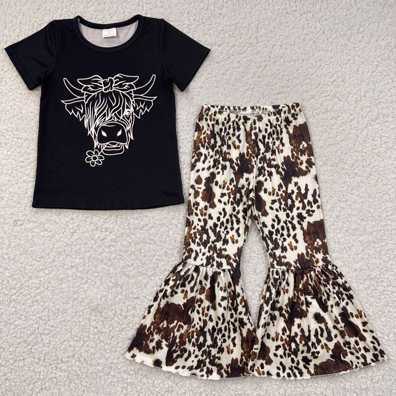 Black Cow Leopard Girls Outfits