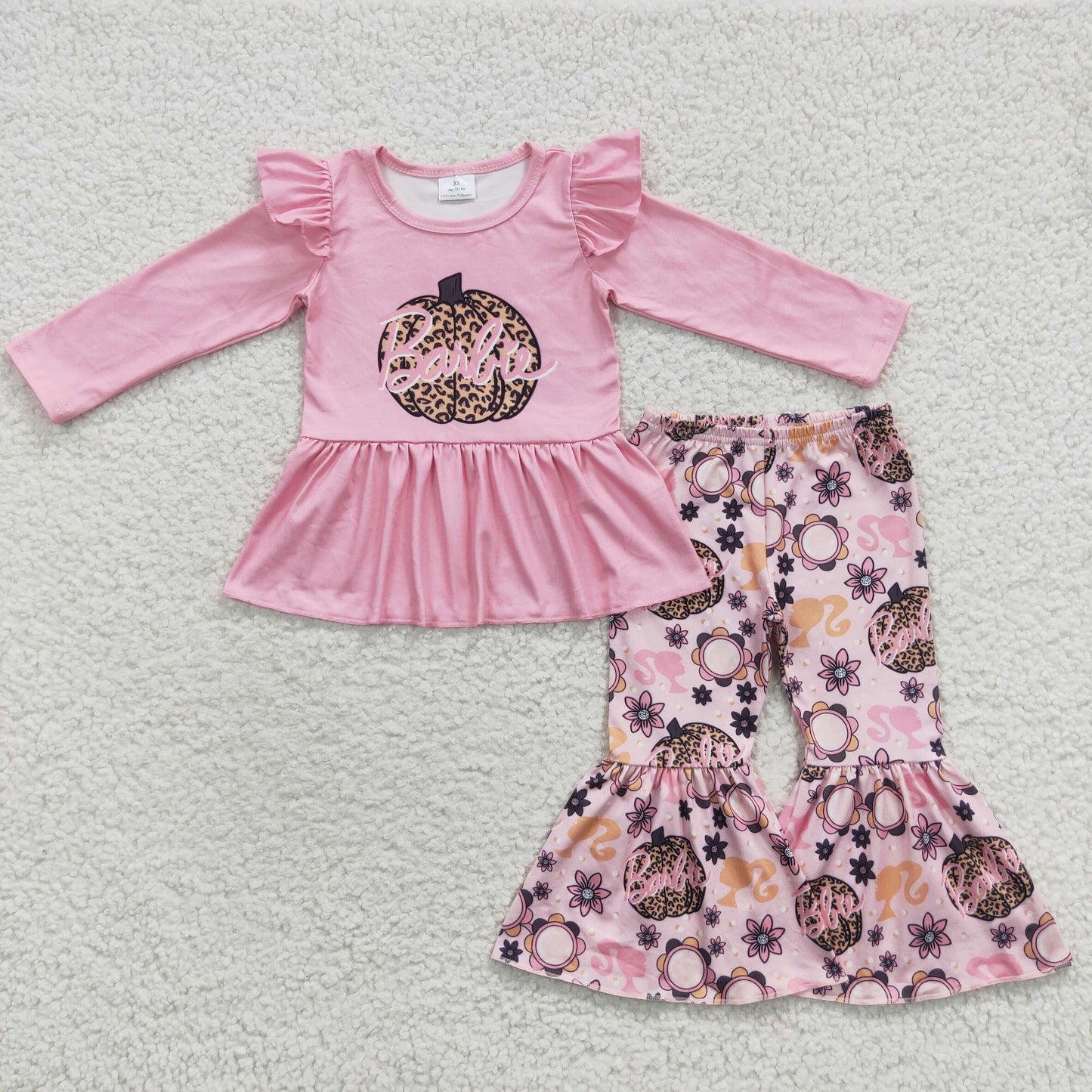 Fall Outfits Pink Pumpkin Girls Set