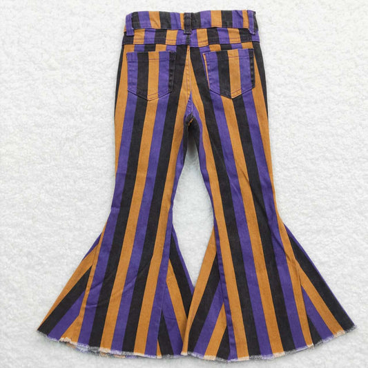 Purple Black Orange Stripes jeans Flare Pants
