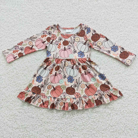 Pumpkin Long Sleeve Girls Dress