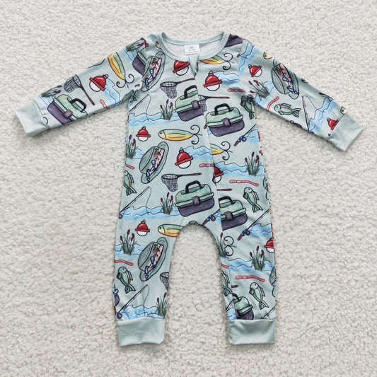 Going fishing Baby Romper With zipper
