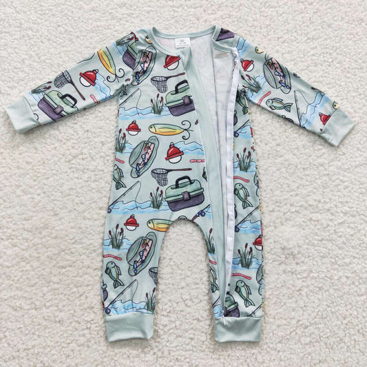 Going fishing Baby Romper With zipper