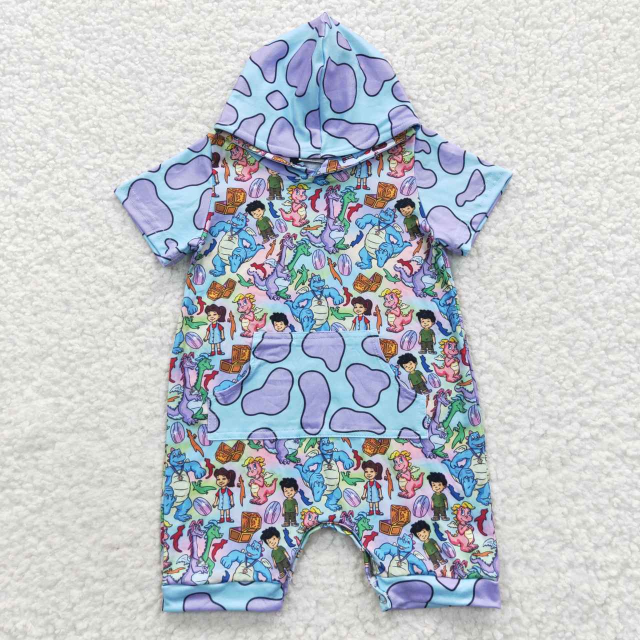 Green Cartoon Dinosaur Romper
