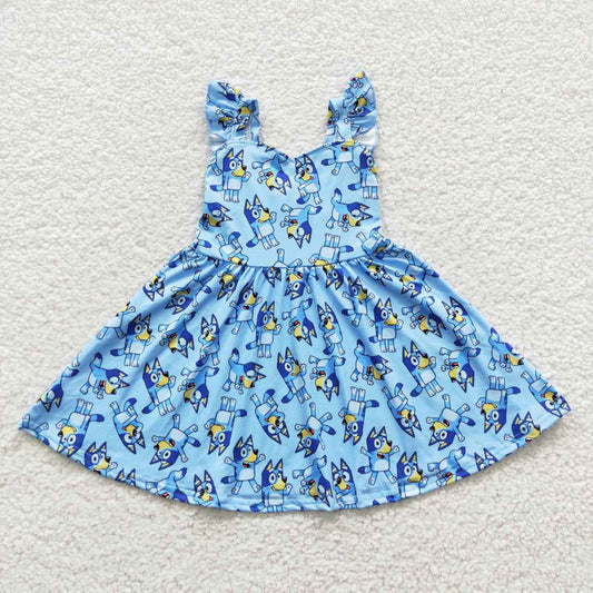 Blue Cartoon Girls Dress