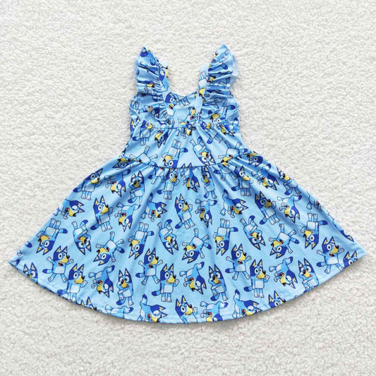 Blue Cartoon Girls Dress