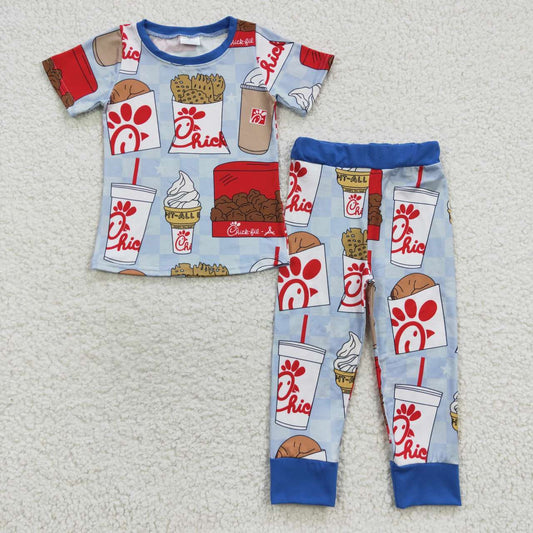 Blue Cookies cartoon Short-sleeved Pants pajamas