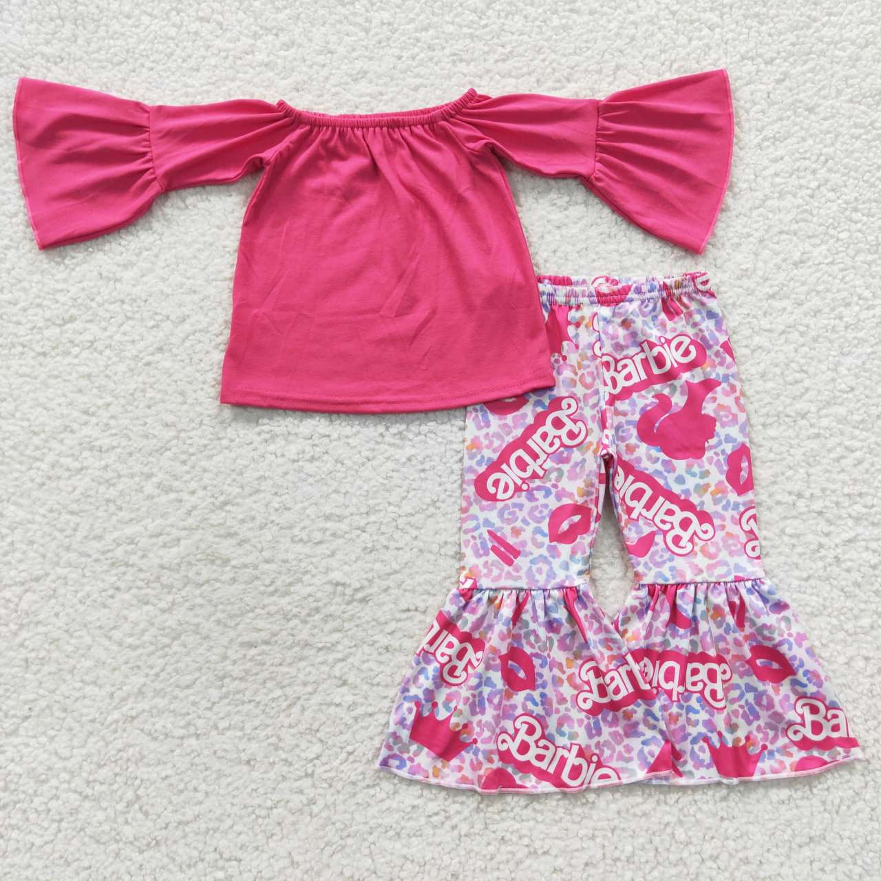 Fall Outfits Pink Cartoon Girls Set