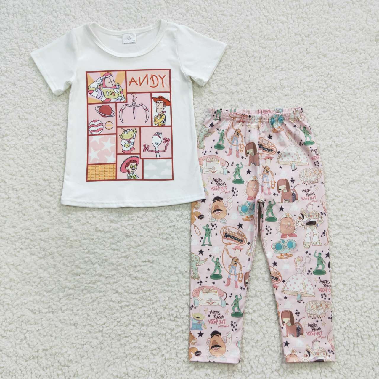 Cartoon Sleeve Pants Girls Set
