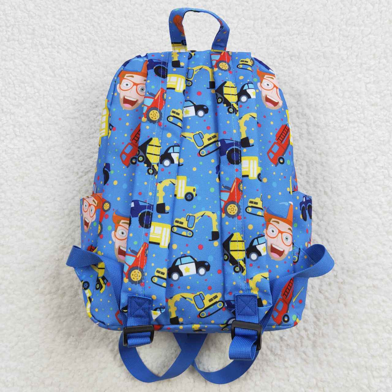 Blue White Plaid Cartoon Print BACKPACK