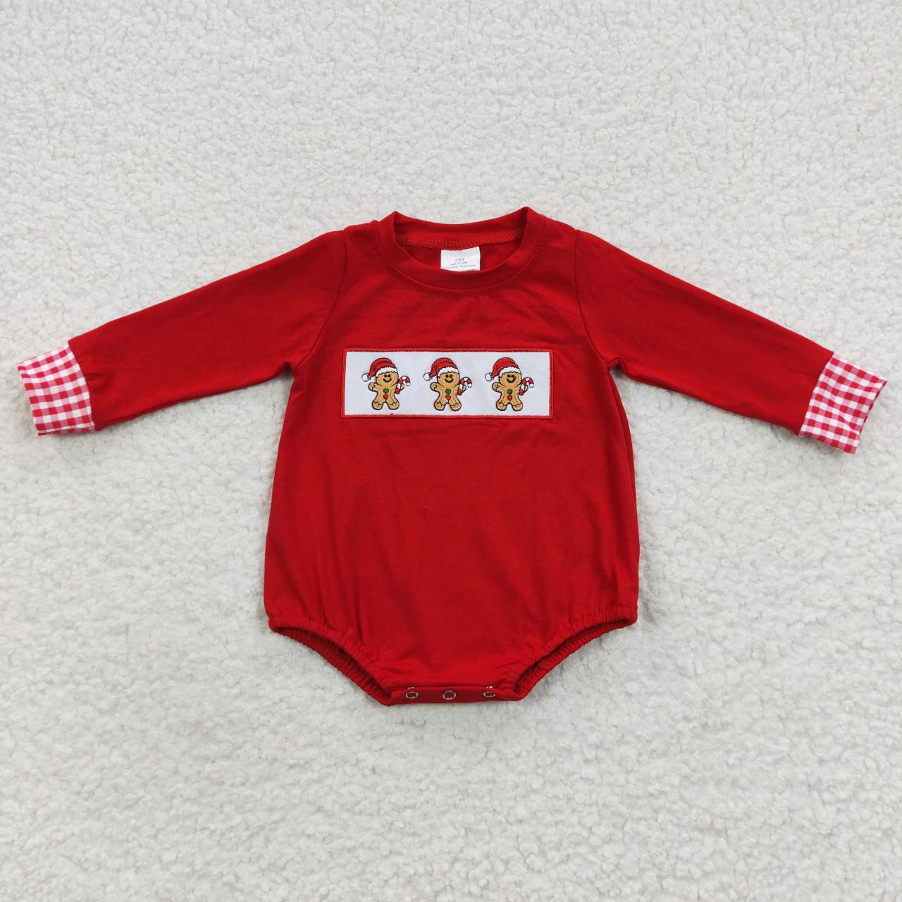 Christmas Red Gingerbread ong sleeves romper