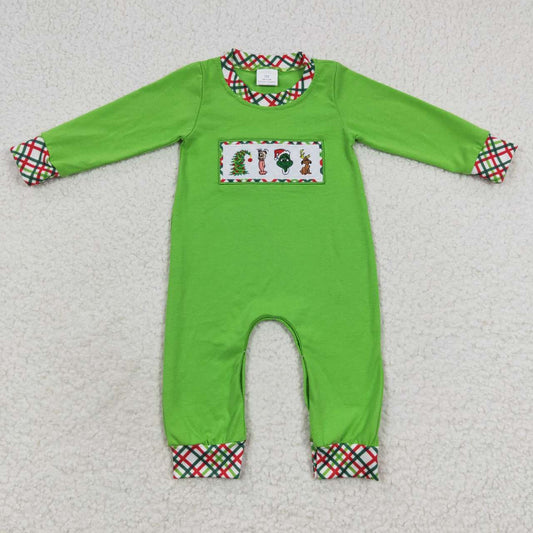Christmas Embroidery Green Cartoon Baby Romper