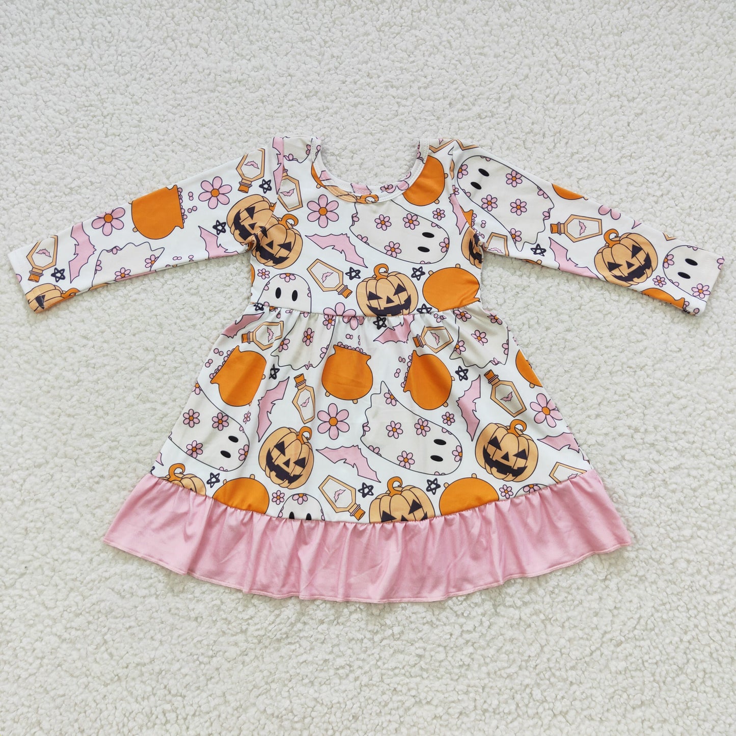 Halloween Pumpkin Long Sleeves Dress