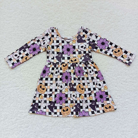 Halloween Pumpkin Pattern Long Sleeves Dress