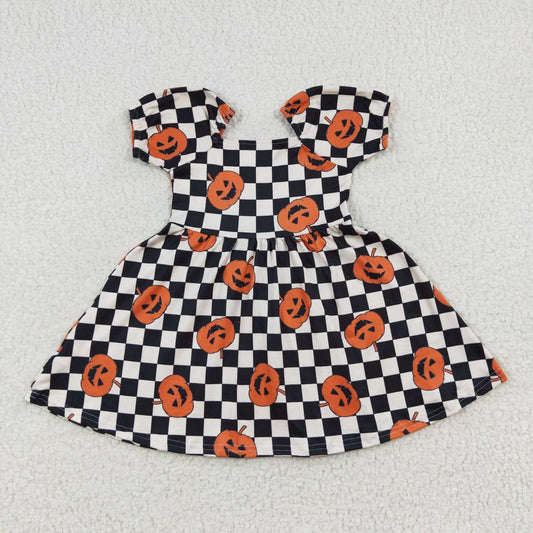 Hallowee Pumpkin black and white striped plaid dress