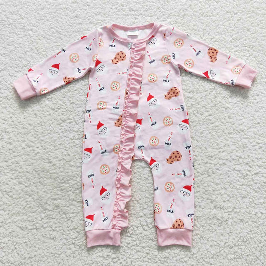 Pink Cookies Baby Romper With zipper