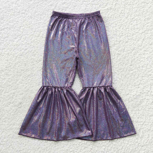 Purple Satin Spandex Bell Pants