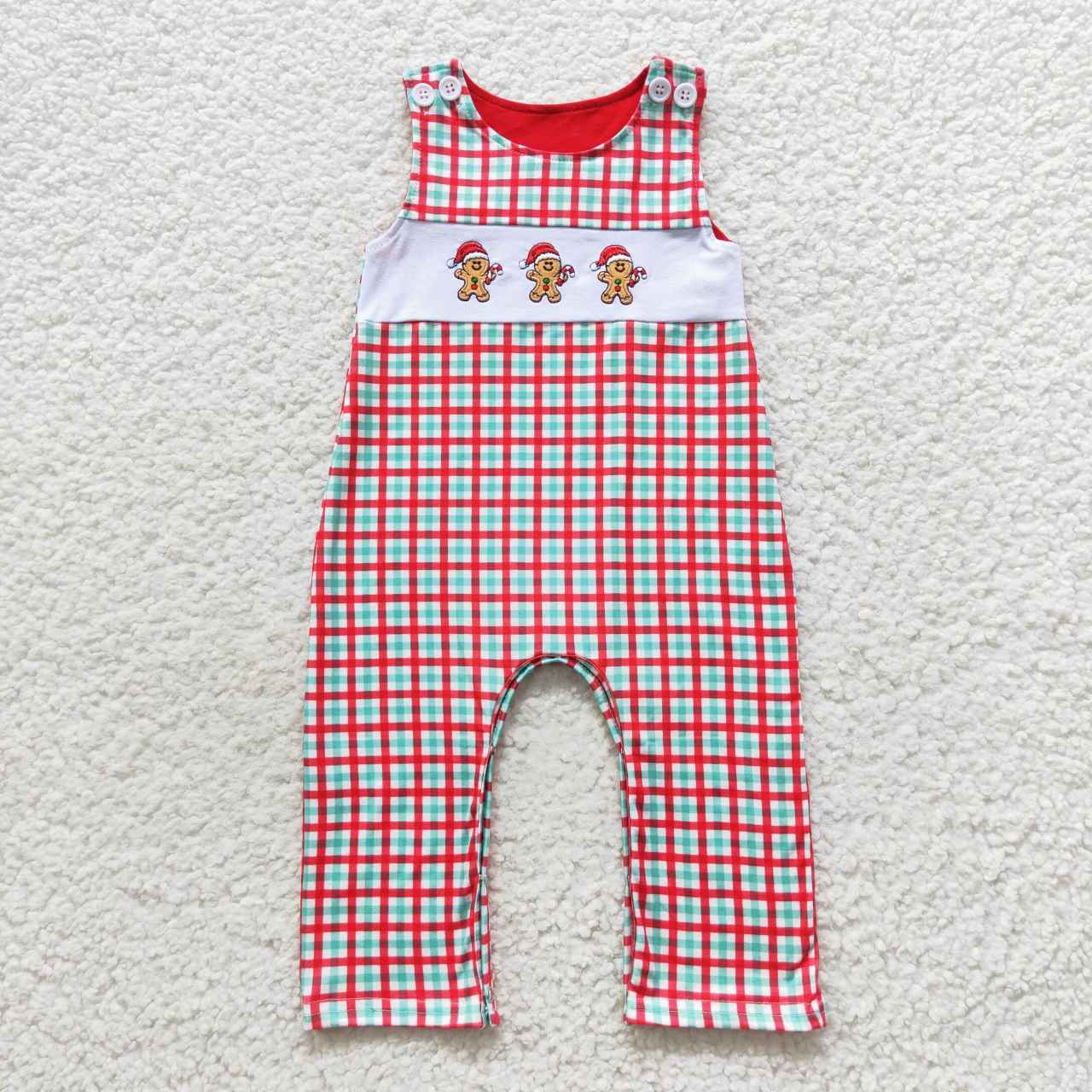 Christmas Embroidery Gingerbread Baby Boy Romper