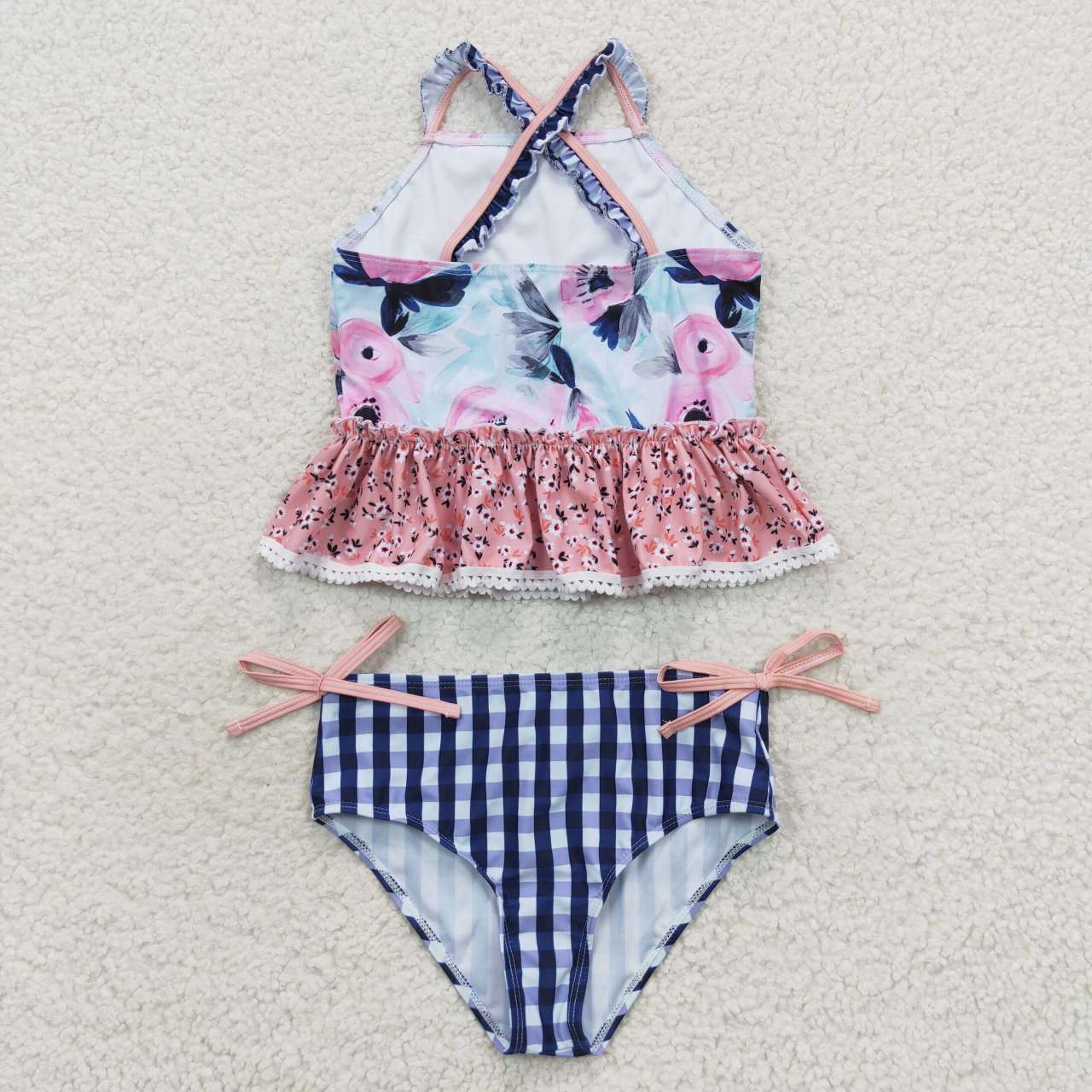 Blue Floral 2pc girls summer Swimsuit