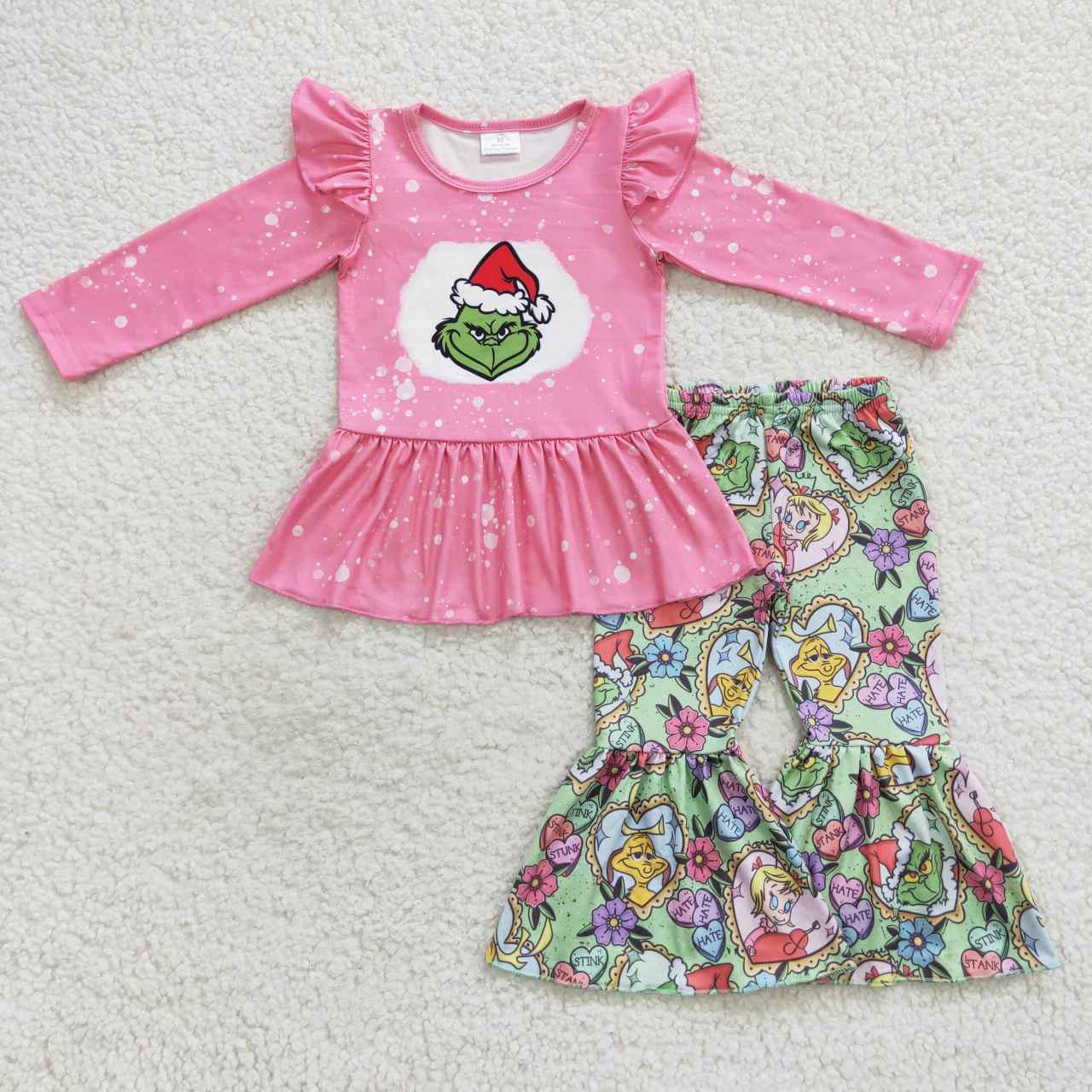 Christmas Pink Cartoon Girls Suit