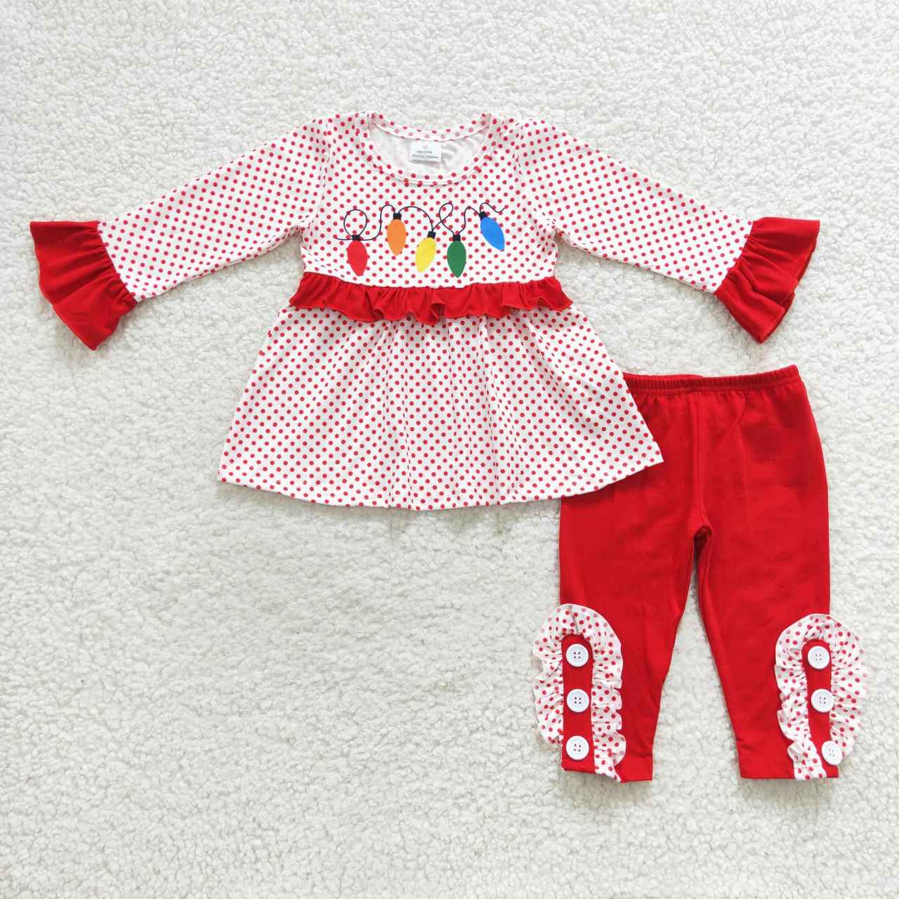 Christmas Red Light Long Sleeve Girls Set