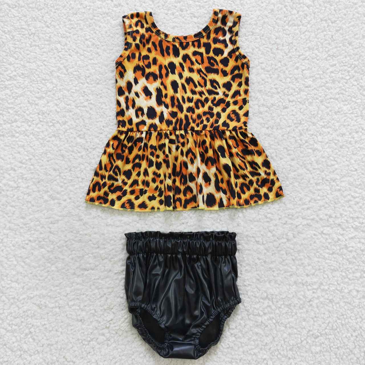 Leopard Top Sleeveless girls set Bummies