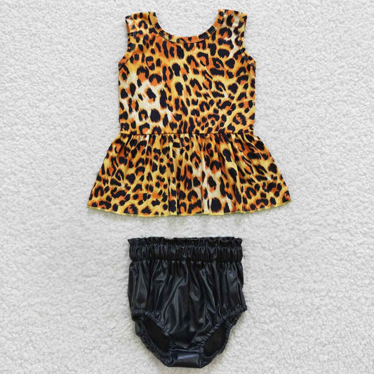 Leopard Top Sleeveless girls set Bummies