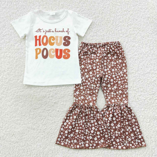 Halloween Floral Cartoon Bell Pants Girls Set