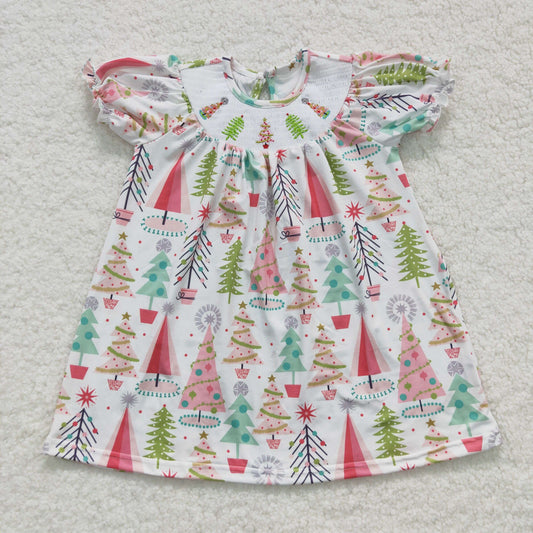 Christmas Tree Smock Girls Dress