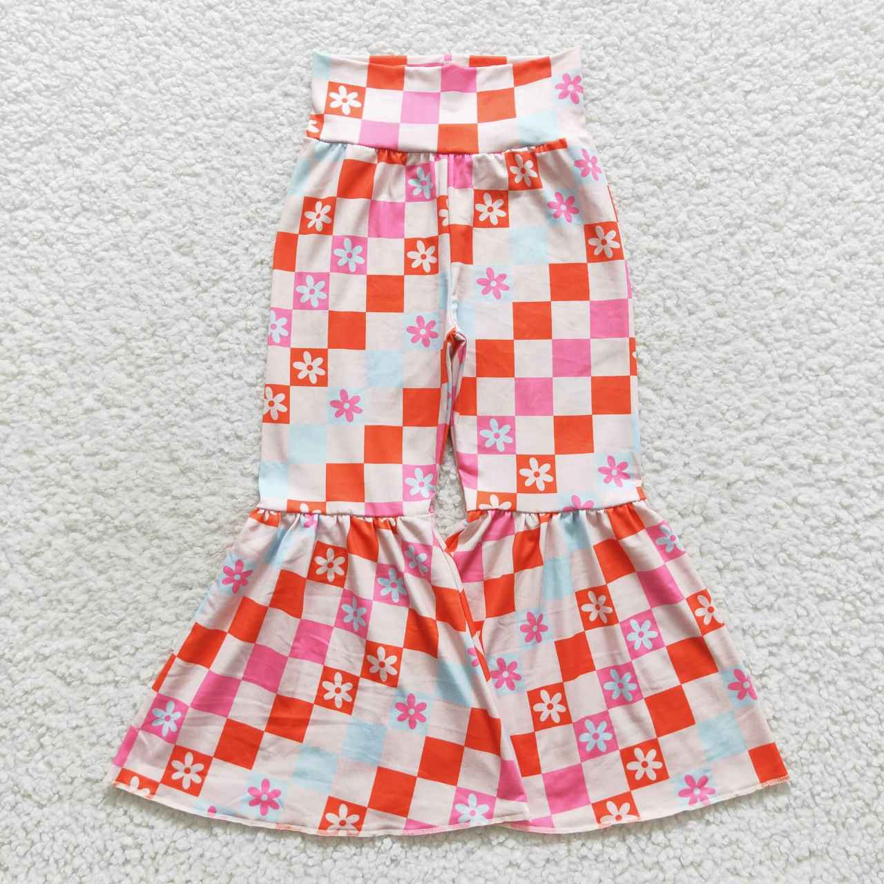 Floral Colorful Plaid Bell Pants