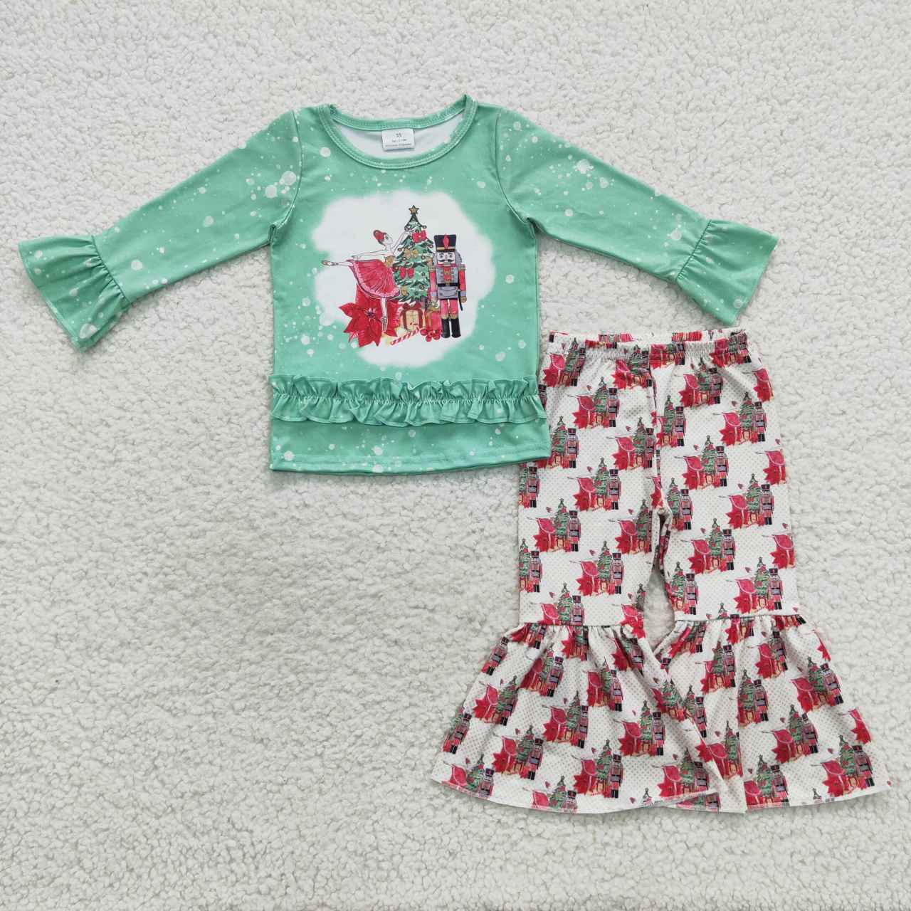 Christmas Green Cartoon Girls Suit