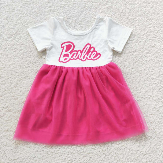 Pink Letter Short Girls Tutu Dress