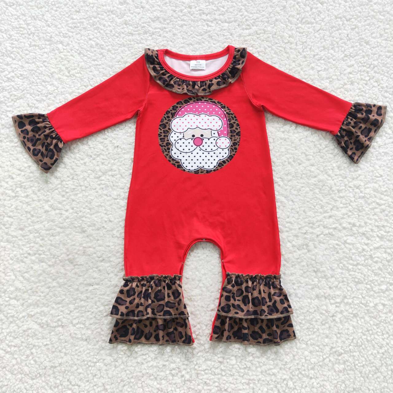 Christmas Embroidered Santa Baby long Romper