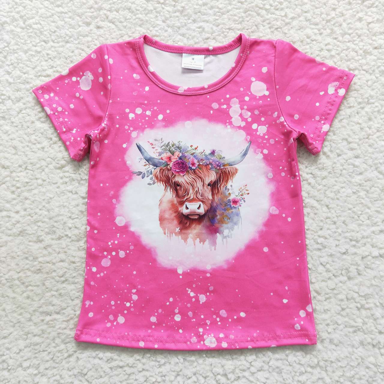 Pink bleach Cow Shirt