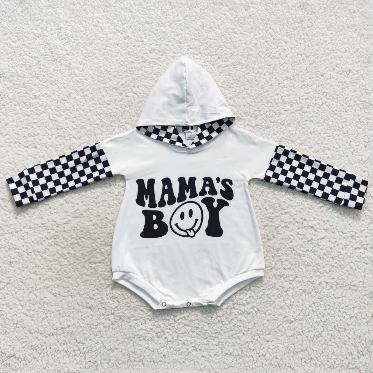 Black Plaid Smile long sleeves romper