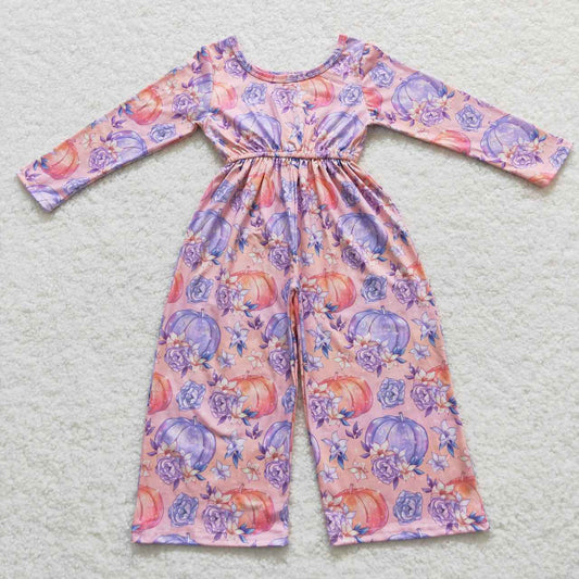 Purple Pumpkin Long Sleeve Romper
