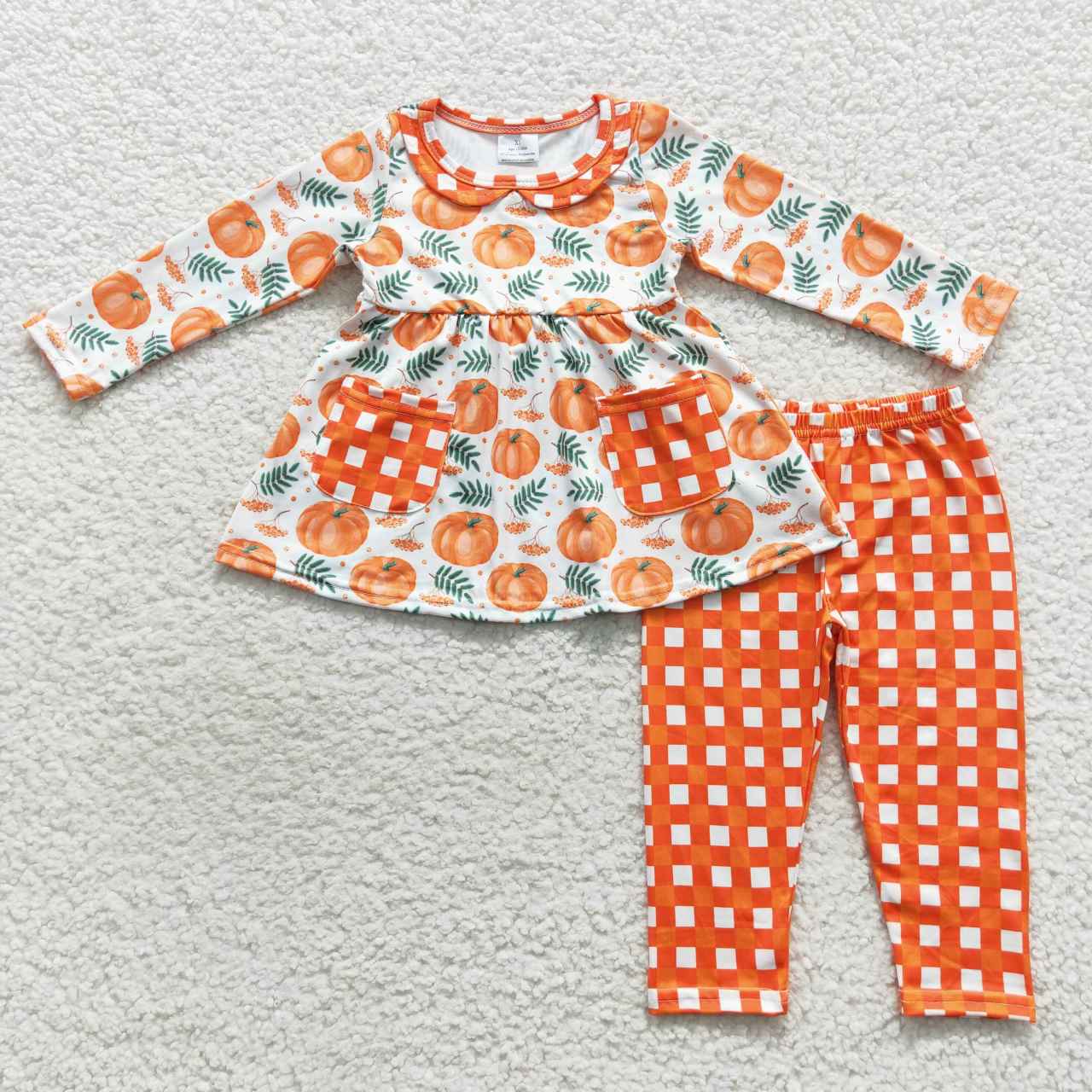 Orange Pumpkin Long Sleeve Girls Set