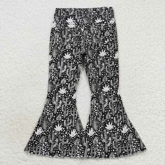 Black Cactus Print jeans Flare Pants