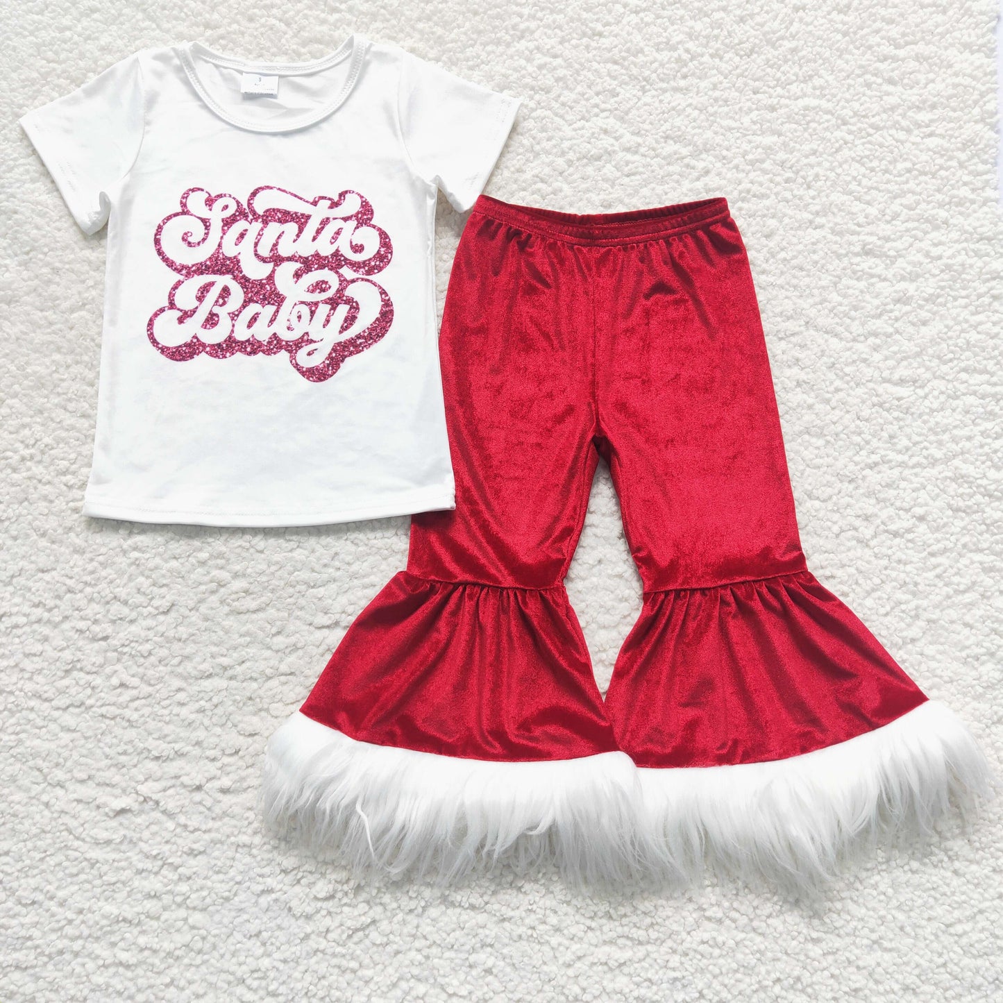 Christmas Santa Red Bell Pants Girls Set