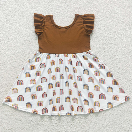 Brown Rainbow Short Girls Dress