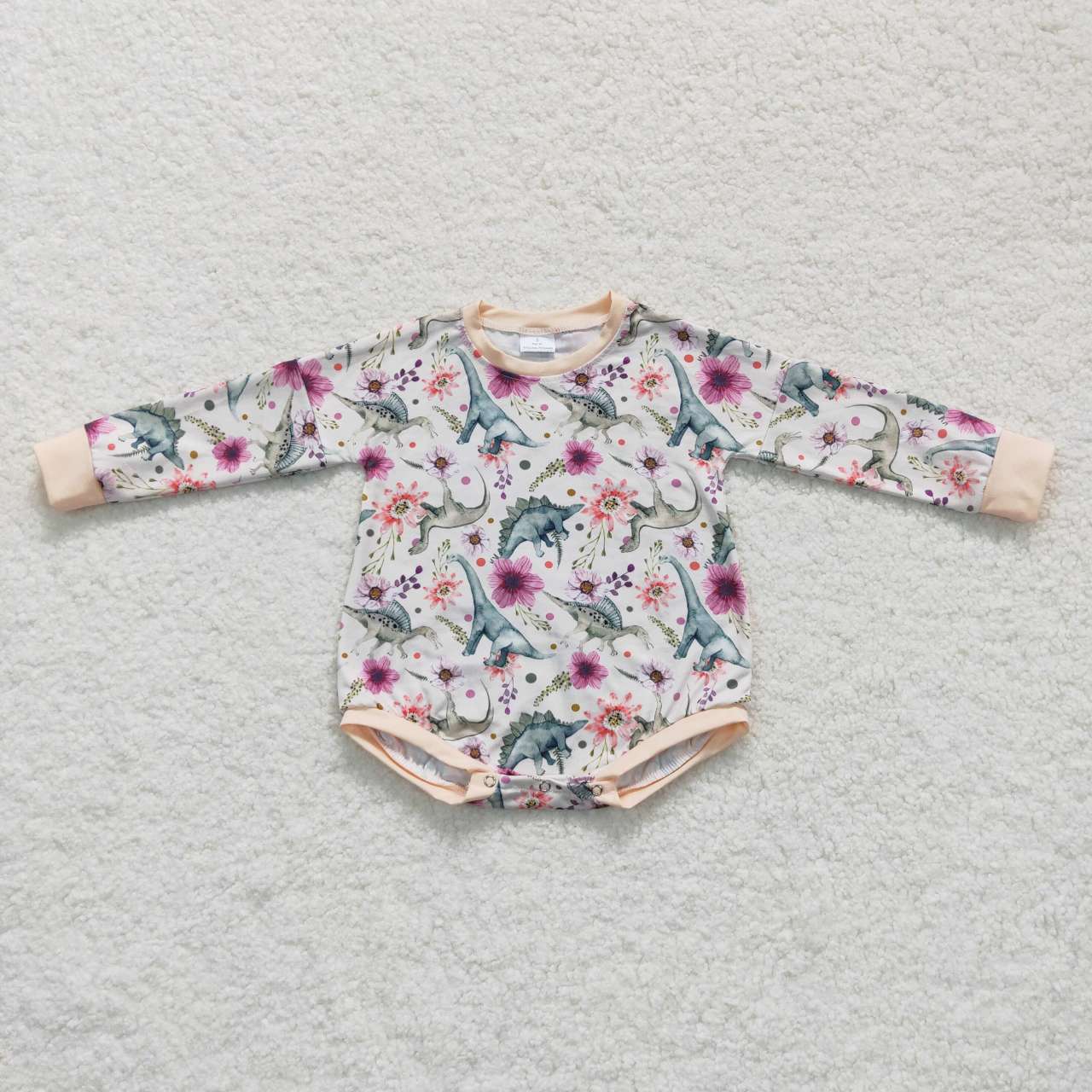 Flowers Dinosaur long sleeves romper
