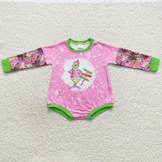 Christmas Pink Cartoon Long Sleeves Romper