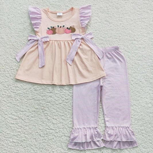 Halloween embroidery Pink Pumpkin Pants Girls Outfits