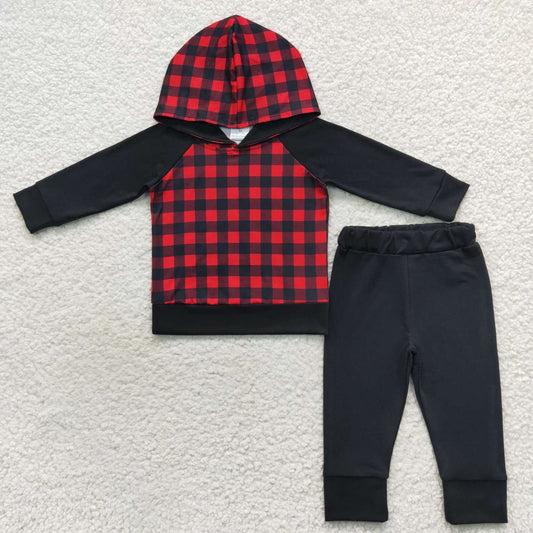 Black Red Plaid Jogger Outfit