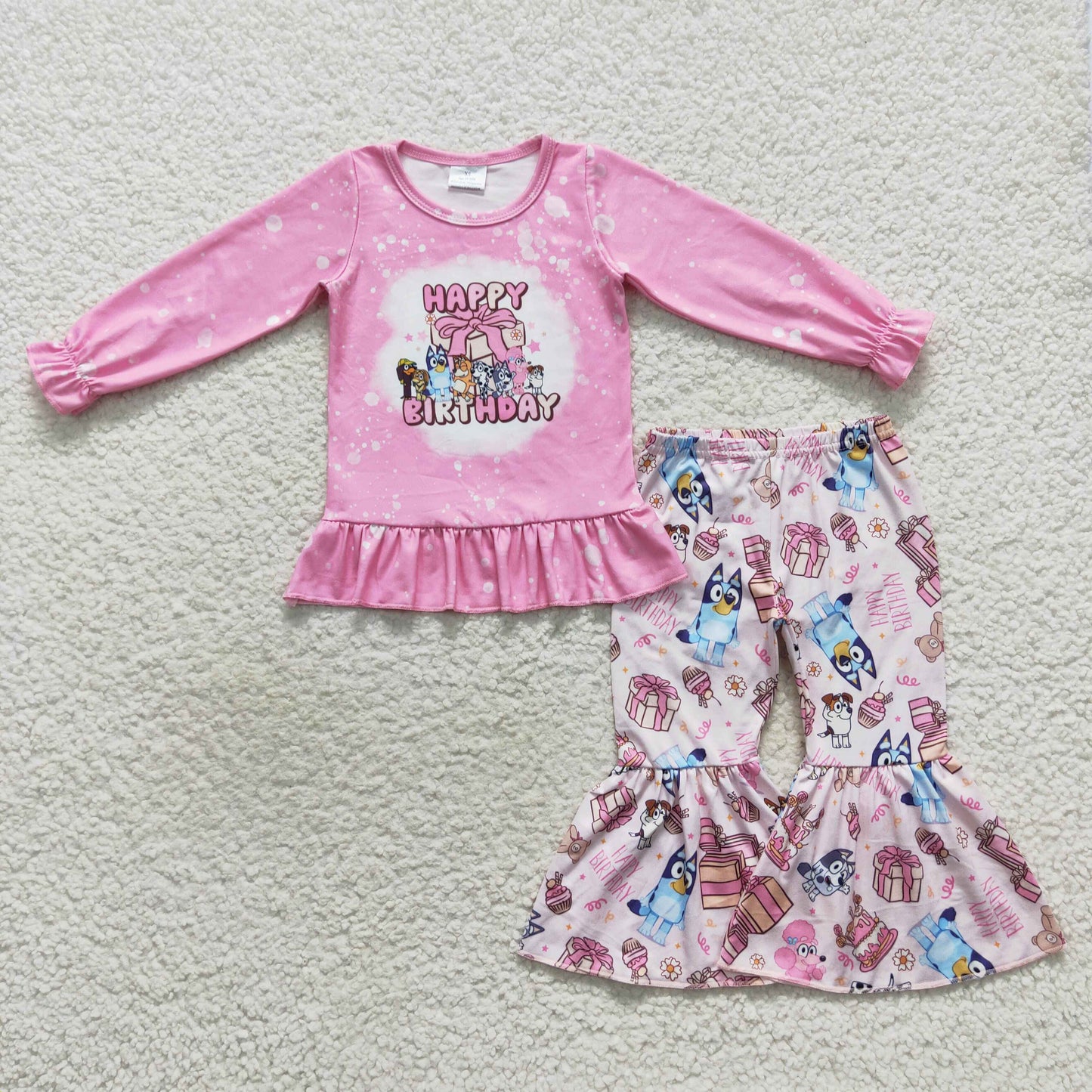Happy Birthday Pink Dog Girls Set