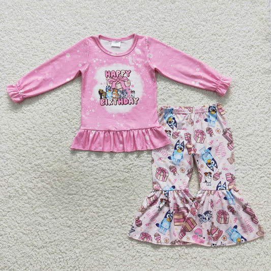Happy Birthday Pink Dog Girls Set