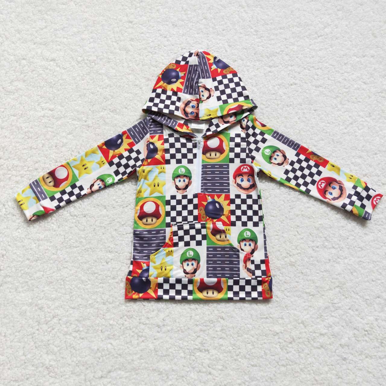 Plaid Cartoon hooded