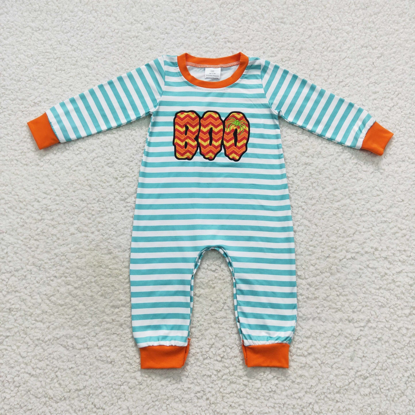 Halloween Orange Stripe Baby long Romper