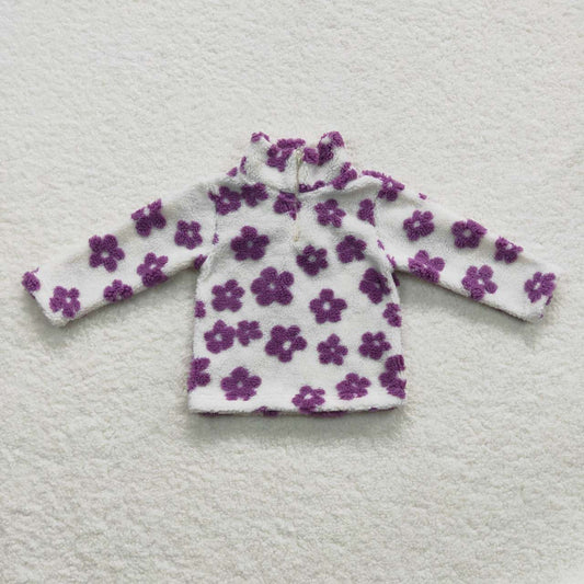 Purple Floral With Zipper Furry Sherpa