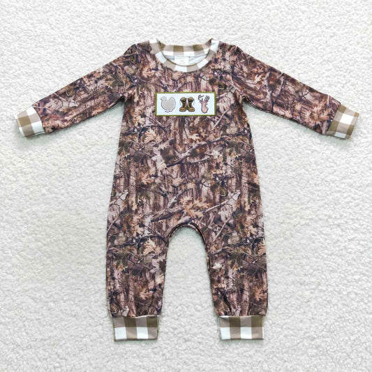 Christmas Embroidery Camo Deer Boy Romper